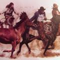 KOVBOJOVÉ-jezdci na koních jako potisk na tričko